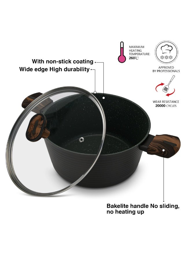 Fissman Stockpot Cuisine 24x12cm/4.6 Ltr With Glass Lid (Aluminium With Non-Stick Coating) - Image 2